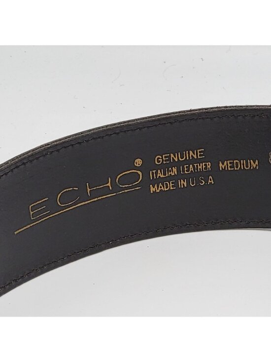 Echo Genuine Italian Leather Belt Medium Brown & Blue Made In USA main image 10